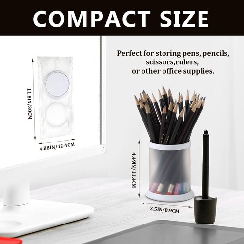 Sherr 50 pcs Pen Holder Cups Bulk for Desktop Storage Plastic Stationery Round Pencil Makeup Marker Organizers Cosmetics Makeup Brush Container for Office Desk Home School Supplies (White)