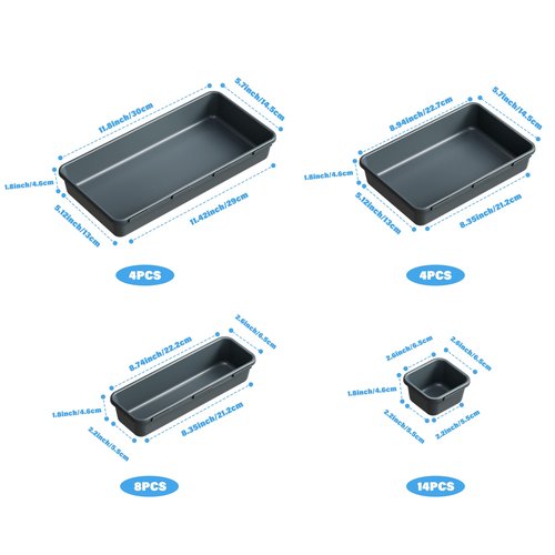 Gonice 30 PCS Black Interlocking Desk Organizer, Plastic Drawer Organizer Tray, Drawer Separator Tray for Office,Bathroom,Kitchen