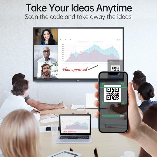 JAV Smart Board, 65'' 4K UHD Interactive Whiteboard, All in One Smartboard for Office, Digital Smart Whiteboard Built in Dual System and 13MP Camera for Classroom (Wall Mount Included)