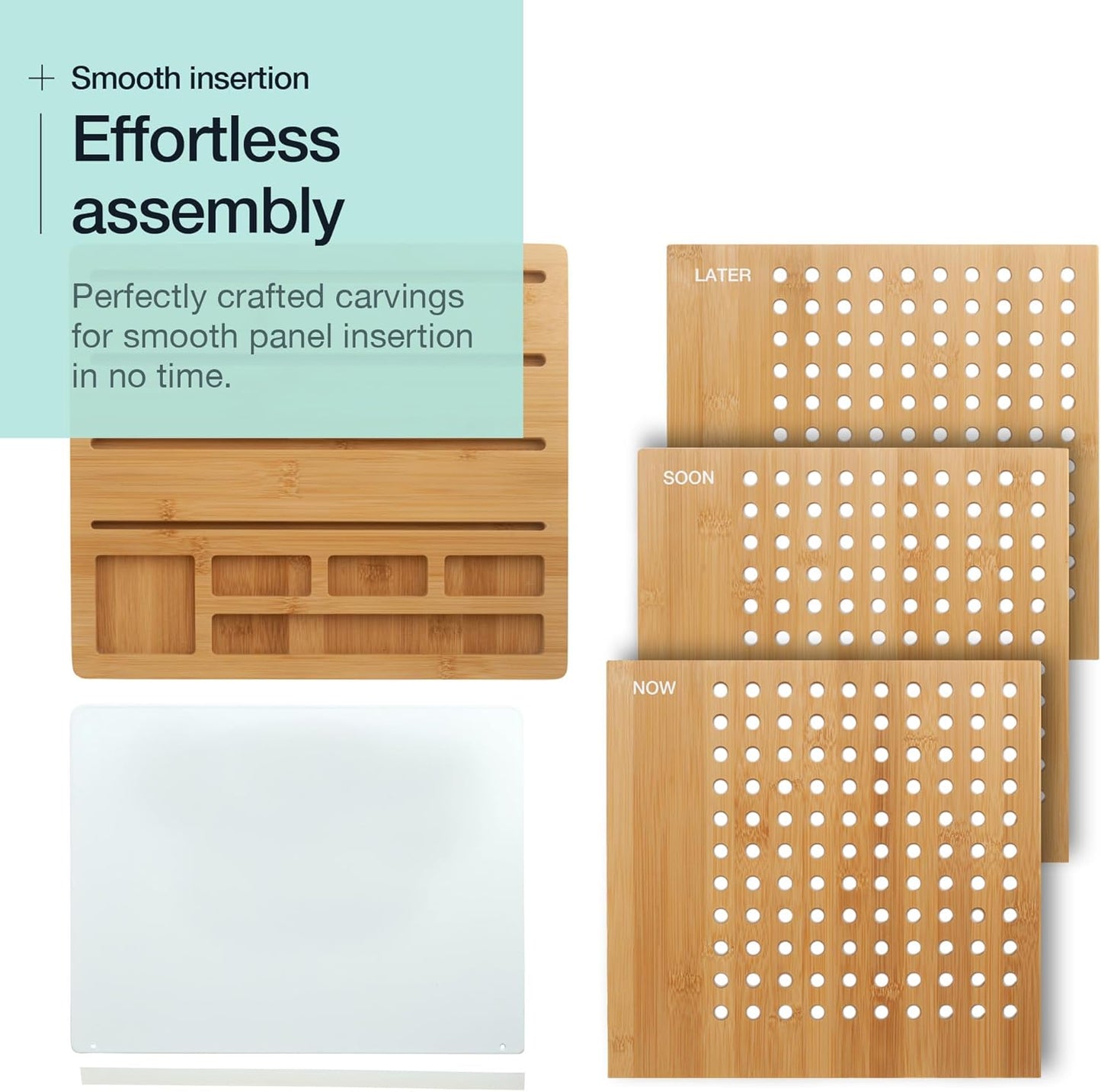 Bamboo Wood Desk Organizer - 3-Tier File Holder & Mail Organizer | Non-Slip Design for Easy Assembly