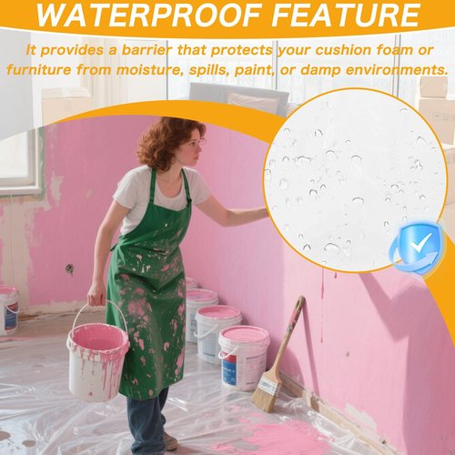 157.5" x 22 Yards Cushion Wrap Silk Film Waterproof, Cushion Wrap Silk Film Upholstery Cushion Wrap Easily Install Foam into Cushion Cover for Cushions, Packaging Wrap for Furniture Home Office Cover