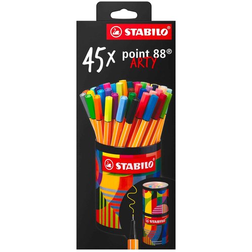 STABILO Fineliner point 88 - ARTY - Tin of 45 - Assorted Colors