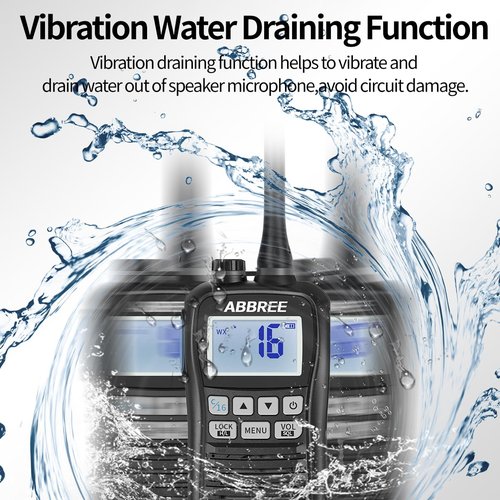 ABBREE Marine Radio VHF Handheld Radio Floating IP67 Waterproof MR-25 Long Range Noise Cancelling Mic Walkie Talkie NOAA Weather,LCD Display Vibration Water Draining Two Way Radio for Boat,2Pack
