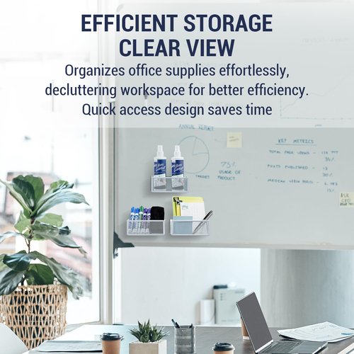 MyGift White Wire Mesh Magnetic Storage Baskets, Whiteboard Accessories, Classroom and Office Supply Organizer, Set of 3
