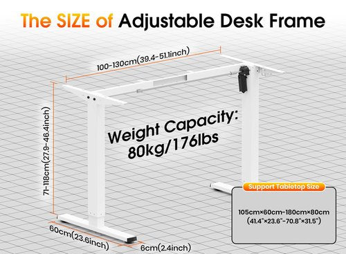 Xyndyx Electric Standing Desk Frame - Height Adjustable Table Legs, Single Motor Ergonomic Workstation Base, Sit Stand Design, Frame Only, White