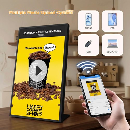 Digital Menu Board - 18.5 Inch Ultra-Bright 700 Nits Android Display | Free Web Editor for Restaurants & Stores