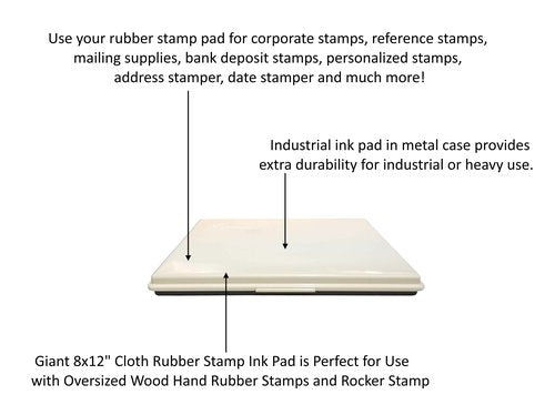 Uimprint Extra Large 8'' x 12'' Industrial Rubber Stamp Ink Pad in Metal Case, Black Stamp Pad