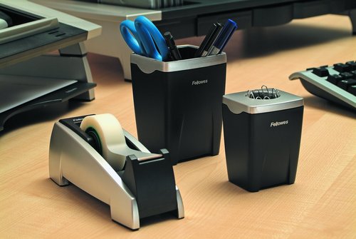 Fellowes Office Suites Paper Clip Cup (8032801), Black, Silver, 3.3" x 2.4" x 2.2" (Pack of 2)
