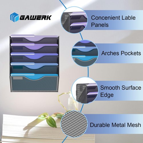 Gawerk Hanging File Organizer (Black, 5 Tier)