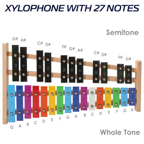 MINIARTIS Glockenspiel Xylophone | Full Size Glockenspiel Xylophone 27 Note Colorful Metal Keys for Adults & Kids | Percussion Musical Instrument Includes 2 Wooden Beaters, Songbook and Carry Case