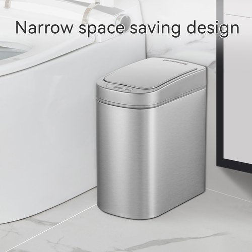 Ninestars Automatic Motion Sensor Bathroom Trash Can, 1.8 Gallon Smart Opening Garbage Bin for Bathroom, Bedroom, Kitchen, Office