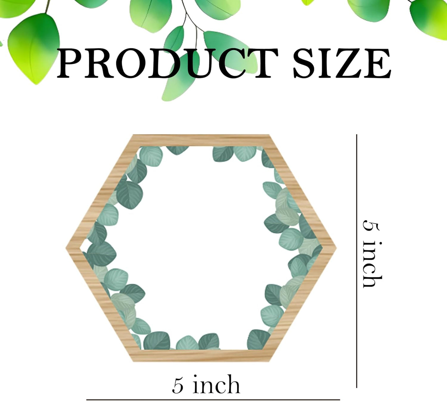 Skiennix Plant Themed Bulletin Board Decor - 5-Inch Boho Hexagon Cutouts | 60 Pcs Wood Grain Wall Art