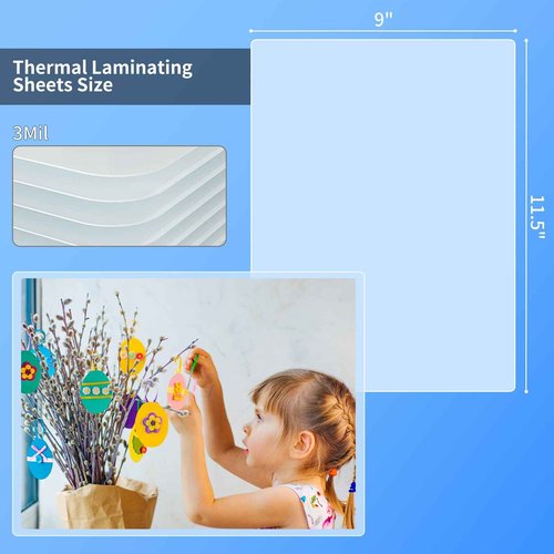 Thermal Laminating Sheets, 9” x 11.5” Laminating Sheets, 3 Mil Thickness Clear Laminating Pouches, Compatible Thermal Laminators, 500 Packs.