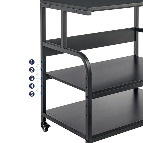 Fannova 32.3" x 18.9" Extra Large Printer Stand Table with Adjustable Storage Shelf, 3 Tier Rolling Printer Cart with Industrial Wheels for Home Office, Black