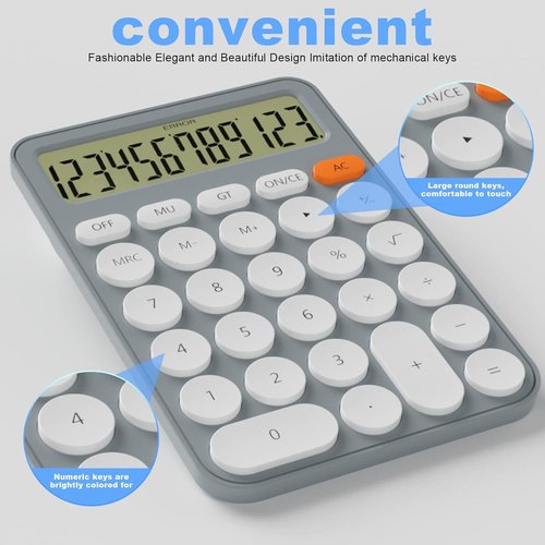 DECKLIT Desktop Calculator - Extra Large LCD Display with 12 Digits | Pink, 6.3" x 4.3" Size, 15° Tilt Screen