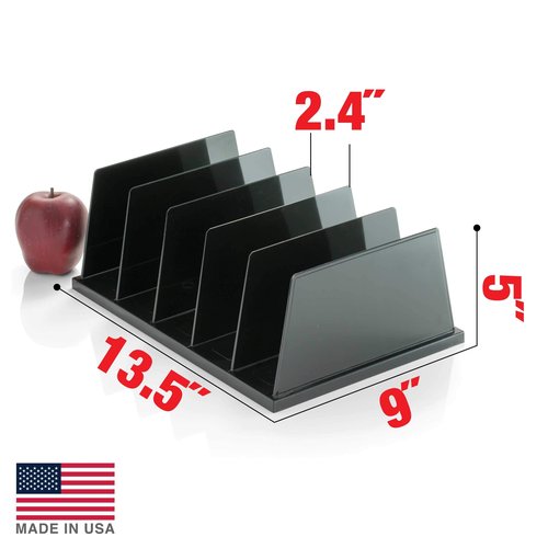Officemate Recycled Large Standard Sorter, 5 Compartments, 13.5 x 9 x 5 Inches, Black (26192)