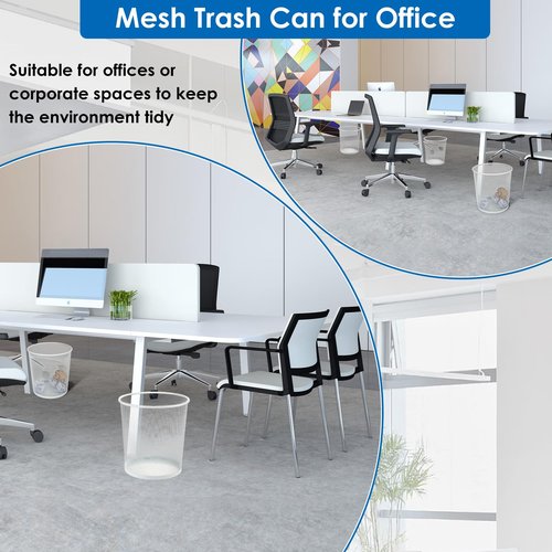 SHSYCER Office Mesh Trash Cans (10-Pack 4 Gal),Open Metal Wire Wastebaskets, Mesh Office Garbage Can,Waste Basket Trash Can for Near Desk,Wire Garbage Container Bin for Home,School