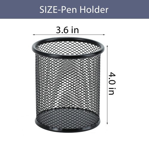 UFFICIUSUP Pen Holder Desktop Pencil Organizer Metal Mesh Pen Cup Paper Clip Holder Memo Pad Holder Stationary Organizer for Desk 3 Pieces of a Set