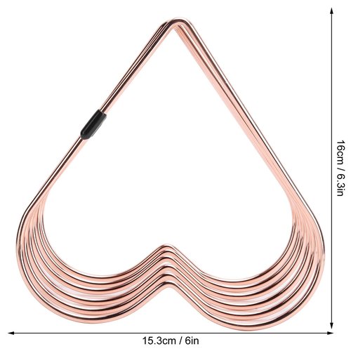 Watris Veiyi Files Folder Stand, Desktop Iron Storage Rack, Book Record Holder, Desktop Album Storage Rack, Vinyl Record Stand Holder, 5 Slot Heart Shaped File Holder for Desk (Rose Gold)
