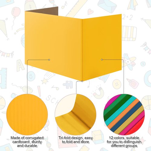 SATINIOR 24 Pcs Privacy Boards for Student Desks Classroom Desk Divider Trifold Table Desk Privacy Panel Privacy Folders for Students Desk Partition Study Carrel School Teacher 12 Colors, 16 x 12 in