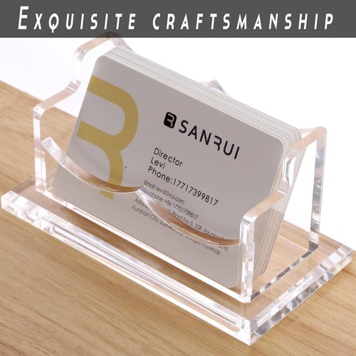 SANRUI Clear Acrylic Business Card Holder - Desk Organizer with 60 Card Capacity | 1 Tier Display Stand