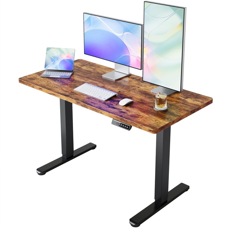 HUANUO 55 x 28 inch Electric Standing Desk Adjustable Height, 4 Memory Height Settings, Sit Stand Up Desk for Home Office & Computer Workstation, Rustic Brown