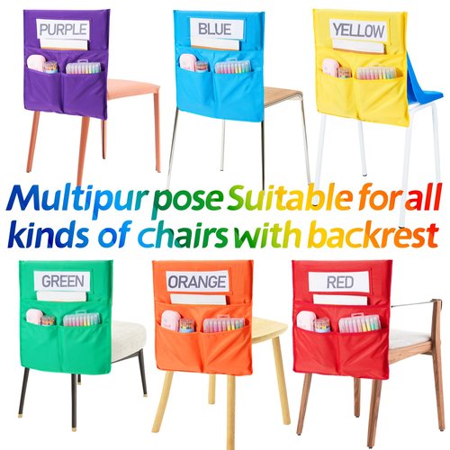 moopok Chairback Buddy Pocket Chart, Chairback Buddy Pocket Chair Pockets for Classroom with 3 Pockets and 1 Student Name Tag, Chair Pockets Organizer