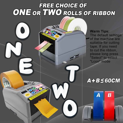 Ribbon Cutting Machine, Automatic Tape Dispenser Cutting 6-60mm Width 999mm Max Cutting Length, Electric Tape Cutting Machine for Office Shipping, Businesses, Home Use