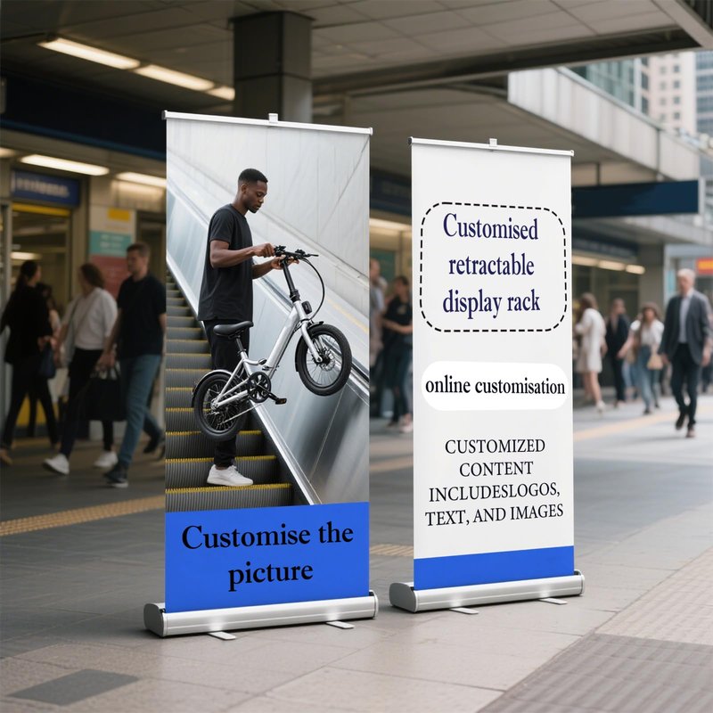 Custom Retractable Banner Stand – Personalized Roll Up Display with Carry Bag, Adjustable Height, Portable Stand for Trade Shows, Events, Business Promotions
