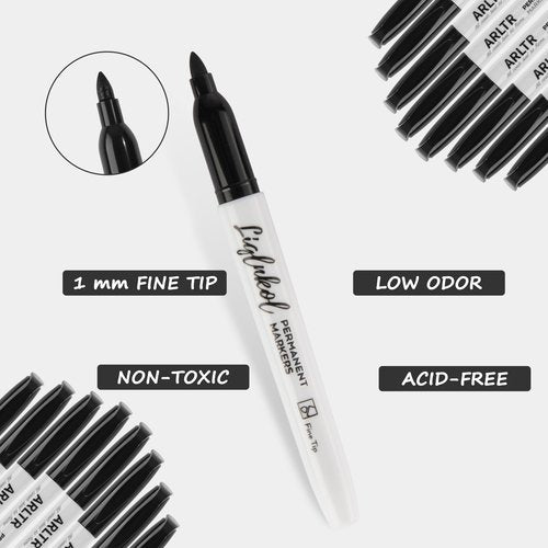 Permanent Markers Bulk, 188 Pack Fine Tip Black Permanent Marker Set, Waterproof Markers, Waterproof, Quick Drying, Office Supplies for School, Office, Home - Works On Paper, Glass, Metal, Ceramics