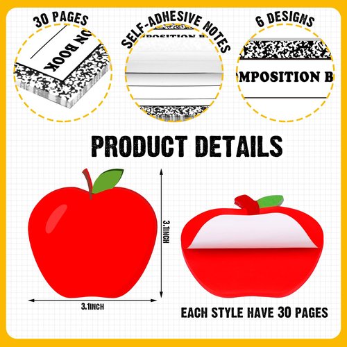 Thenshop 24 Pcs Back to School Teacher Gifts Funny Teacher Appreciation Sticky Notes Ballpoint Pen Notepad Self Adhesive Writing Thank You Gift for School Employee Classroom Office Supplies (Fresh)