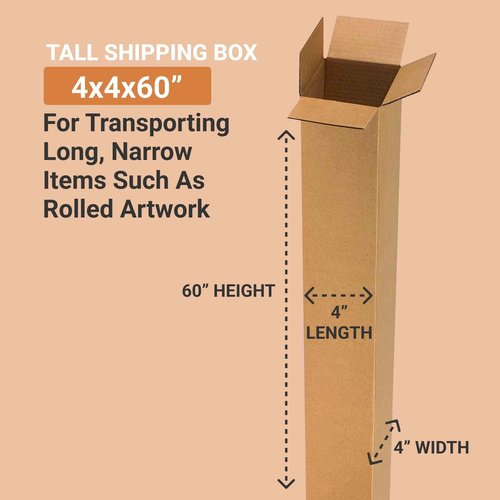 AVIDITI 4x4x60 Tall Corrugated Boxes, Tall, 4L x 4W x 60H, Pack of 25 | Shipping, Packaging, Moving, Storage Box for Home or Business, Strong Wholesale Bulk Boxes