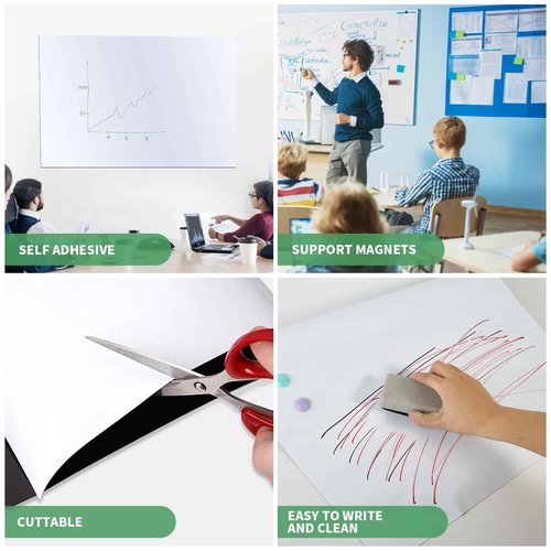 Magnetic Dry Erase Whiteboard Paper,Self Adhesive and Easy to Write&Clean,Dry Erase Board for Kids/Office/Home, with Marker, Magnetic Eraser and Magnets (31.5”*15.75 “)