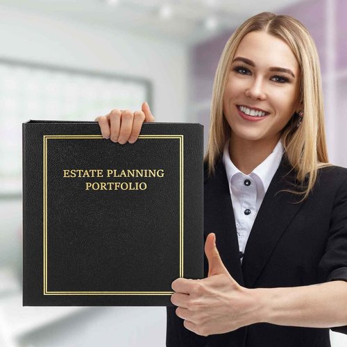 Feifeiya 4 Pcs Estate Planning Portfolio Binders with Gold Title in Case I Die Organizer with Index Tabs and Slipcase PU Leather 3 Ring Binders 11.5 x 11 x 2.5 Inches (Black)