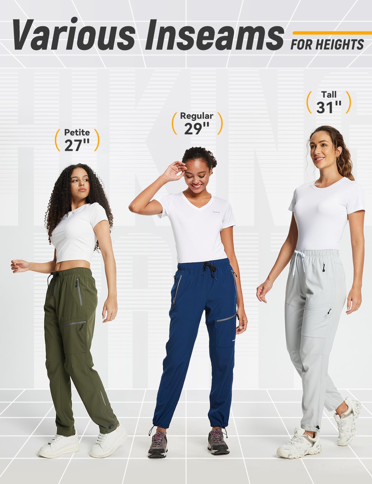 baleaf Travel Pants Women Hiking Long Tall Lightweight Quick Dry Water Resistant Cargo Pants 31'' Trip 31''-Caramel 2XL