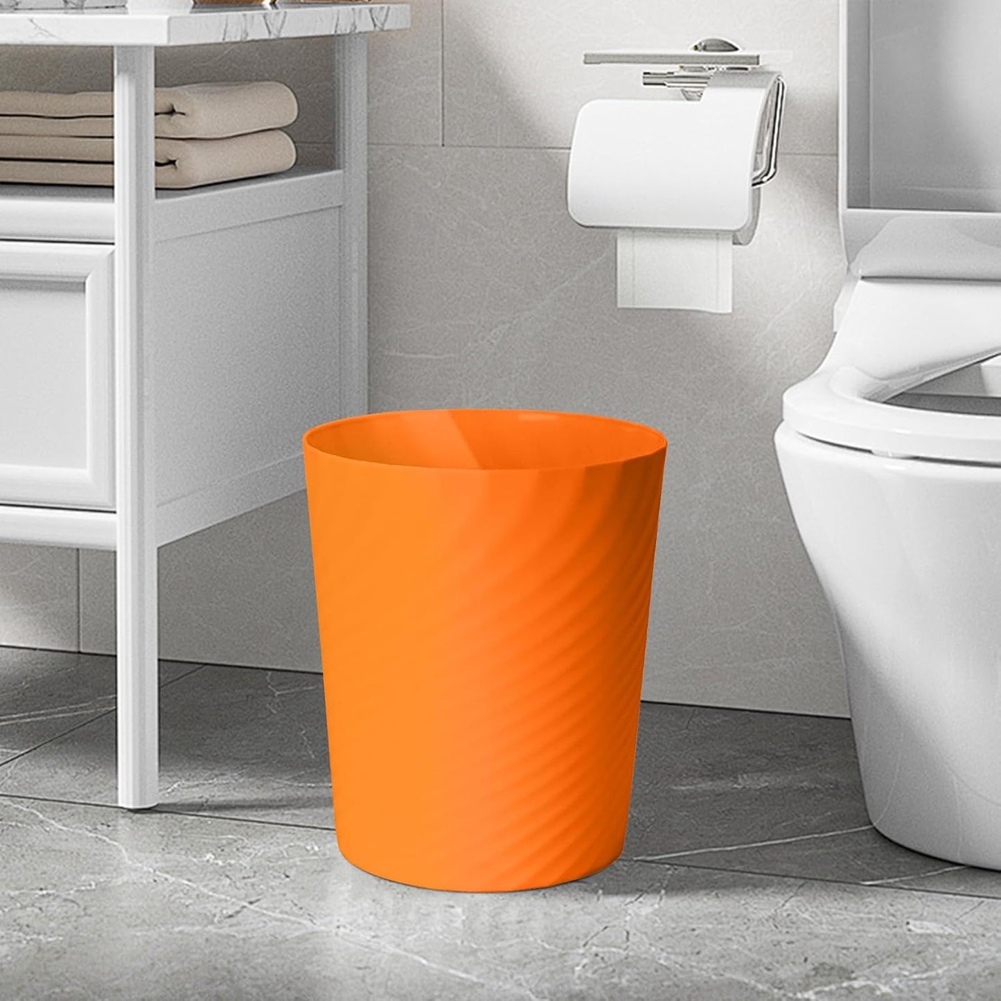 Small Trash Can | Plastic Waste Basket for Office, Home, Bathroom, Kitchen - 1.8 Gallon - Orange