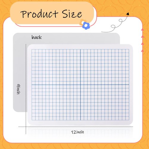 24 Pack Dry Erase XY Axis Graph Lap Boards 9'' x 12'' Double Sided White Boards Dry Erase Lapboards Math Student White Boards Double Sided Dry Erase Board with Erasers for School Classroom Supplies