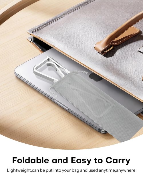 OMOTON Portable Laptop Stand - Ergonomic Aluminum Riser for 10-17.3'' Laptops | Silver Finish