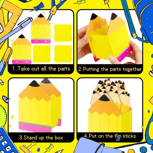 37 Pcs Pencil Flip Sticks with Storage Jar Flip Pencil Designed Name Sticks for Back to School Supplies Educational and Learning Activities