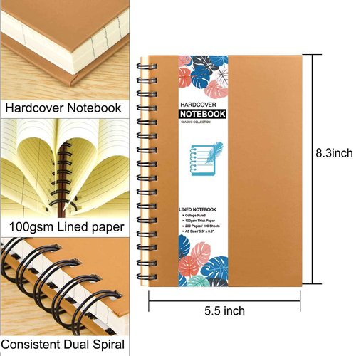 12 Pack A5 Hardcover Spiral Notebook College Ruled Notebooks Colorful Journal Bulk Diary Planner Lined Travel Subject Writing Notepad for School Office Business Supplies, 8.3" x 5.5", 6 Colors