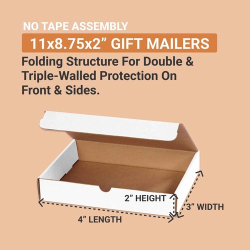 AVIDITI Mailer Boxes Small 11"L x 8"W x 2"H, 50-Pack | Corrugated Cardboard Box for Packing, Shipping and Storage 1182
