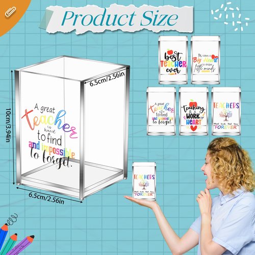 Cholemy 10 Pack Teacher Appreciation Gifts Bulk Pencil Holders Acrylic Pen Holder Desk Organizer Pencil Cup Containers for School Office Home Supplies Christmas Teacher Gifts(Clear)