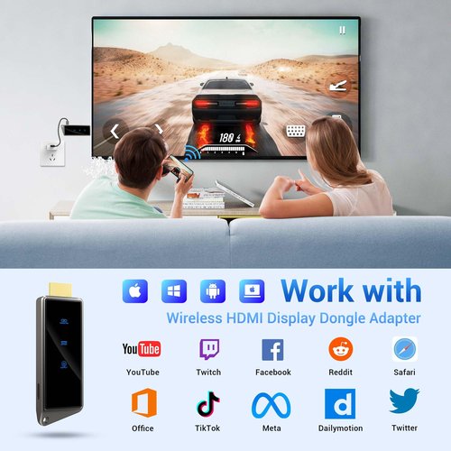 Wireless HDMI Display Dongle Adapter, Portable Transmitter, Streaming Media Video/Audio/File HDMI Wireless Extender from Smartphone,Laptop to HDTV/Monitor/Projector, Support Airplay DLNA Miracast