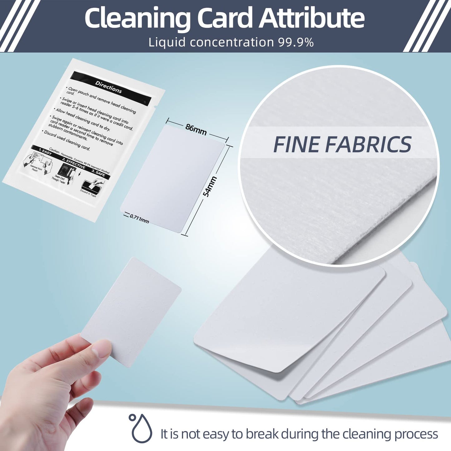 (100pcs) CR80 Cleaning Cards, Dual Side Card Reader Cleaner, POS Swipe Terminal Cleaning Cards CK-CR80 Card chip Cleaner