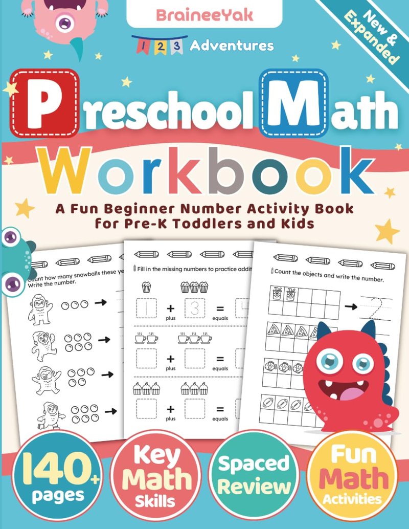 123 Adventures Preschool Math Workbook - A Fun Beginner Number Activity Book for Pre-K Toddlers and Kids Ages 3-5: Learn to Count w Number Tracing, ... Activities (Little Learners - MATH)