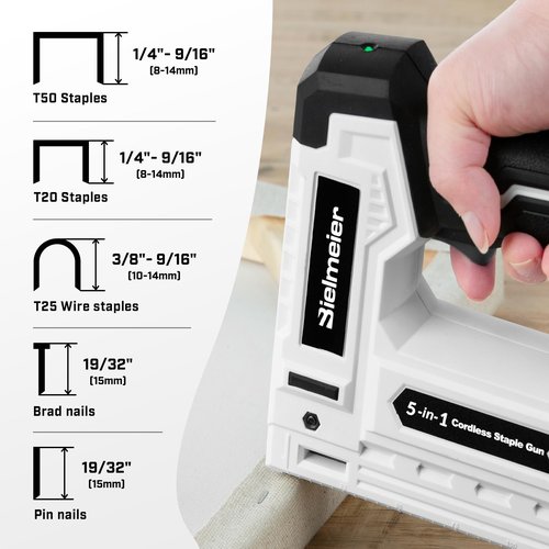 Bielmeier Electric Staple Gun 5 in 1 Band Nailer, 4V Rechargeable Cordless Stapler, Nail Gun Battery Powered with 2,000 Staples and Nails, Power Tacker Pin Nailer for Home Use, Wood, Upholstery, DIY