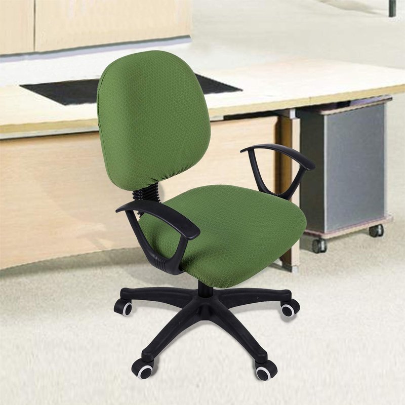 Smiry Stretch Jacquard Office Computer Chair Covers, Removable Washable Universal Desk Rotating Chair Slipcovers Protector, Seat + Backrest Cover, Olive Green