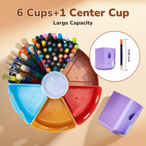 GAMENOTE Rotating Art Supplies Organizer - Lazy Susan Office School Supply for Kids Desk Organization and Storage Homeschool Craft Caddy Classroom (Large)