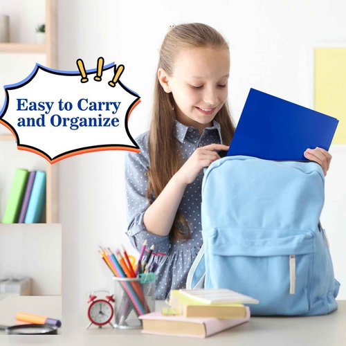 EEHZTSI 60-Pack Plastic Folders with Pockets and Prongs,2-Pocket Folders with 3 Fasteners, Poly Folders Holds 8-1/2" x 11" Paper for School/Office/Home, Blue