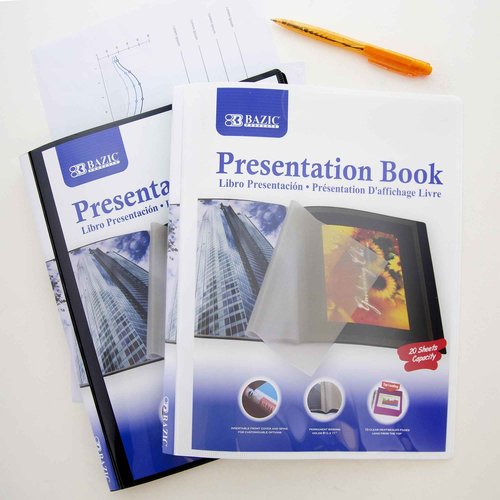 BAZIC Products Presentation Book 10-Pockets Binder w/Plastic Clear Sleeves, Fits 8.5x11 Paper, Sheet Protector Portfolio Folder for Report, 24-Pack